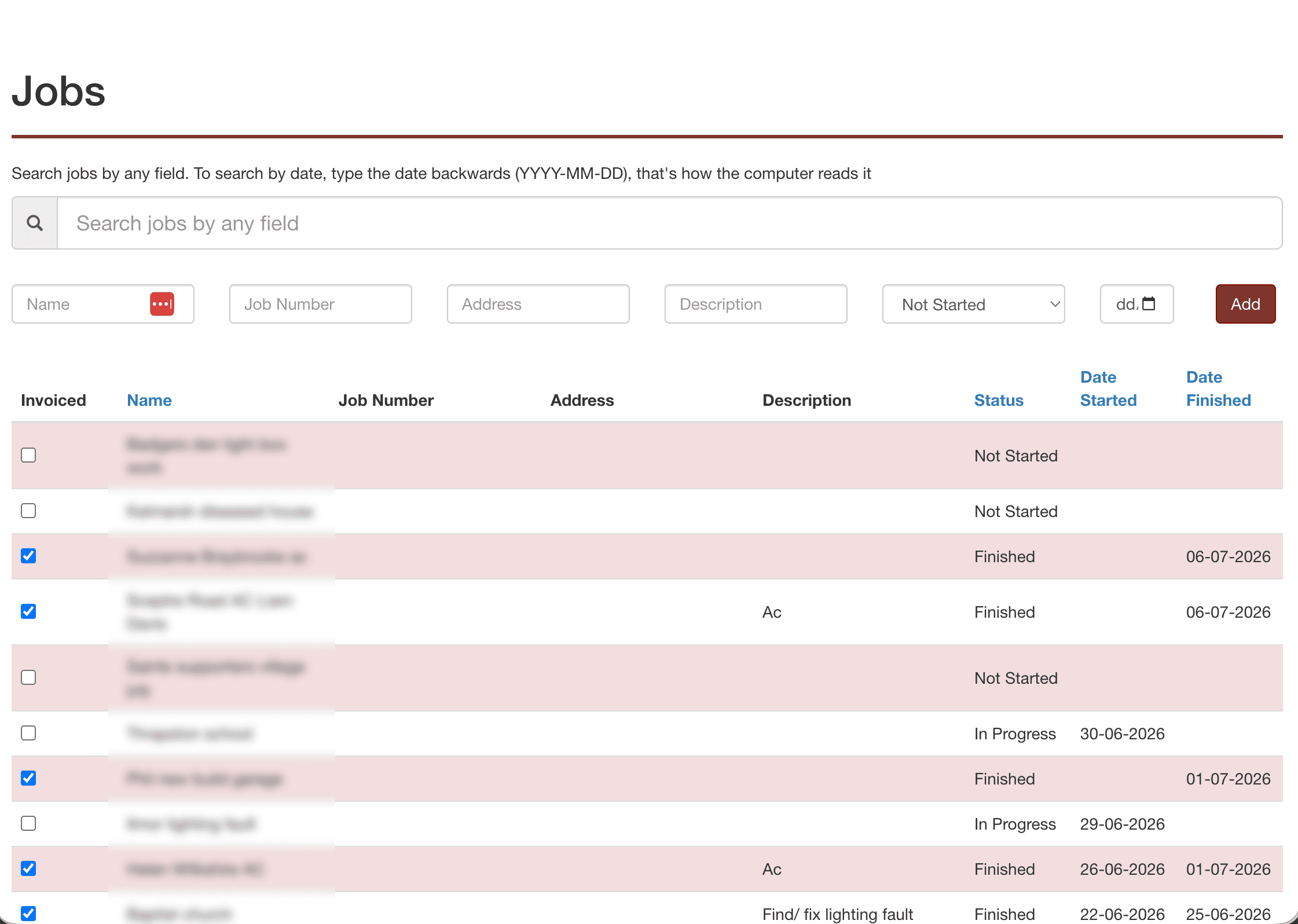 Trades business app showing jobs, costs, and the team in one system